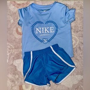 Nike Kids Light Blue Athletic Tee & Royal Blue Shorts Set